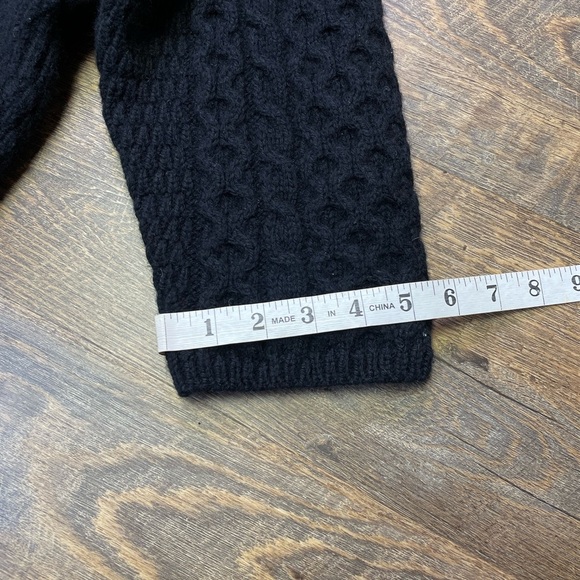 Kilronan Knitwear Womens Medium Wool Cardigan Cable Knit Fisherman Ireland Black - Picture 8 of 9